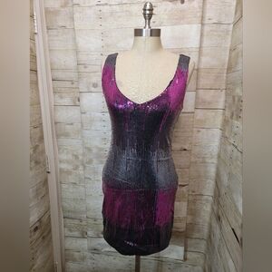 Glamorous Sequin Mini Dress in Pink and Black